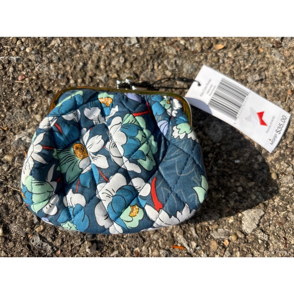 Vera Bradley Kisslock Coin Purse Floral Bursts Quilted Cotton Wallet Pouch NWT